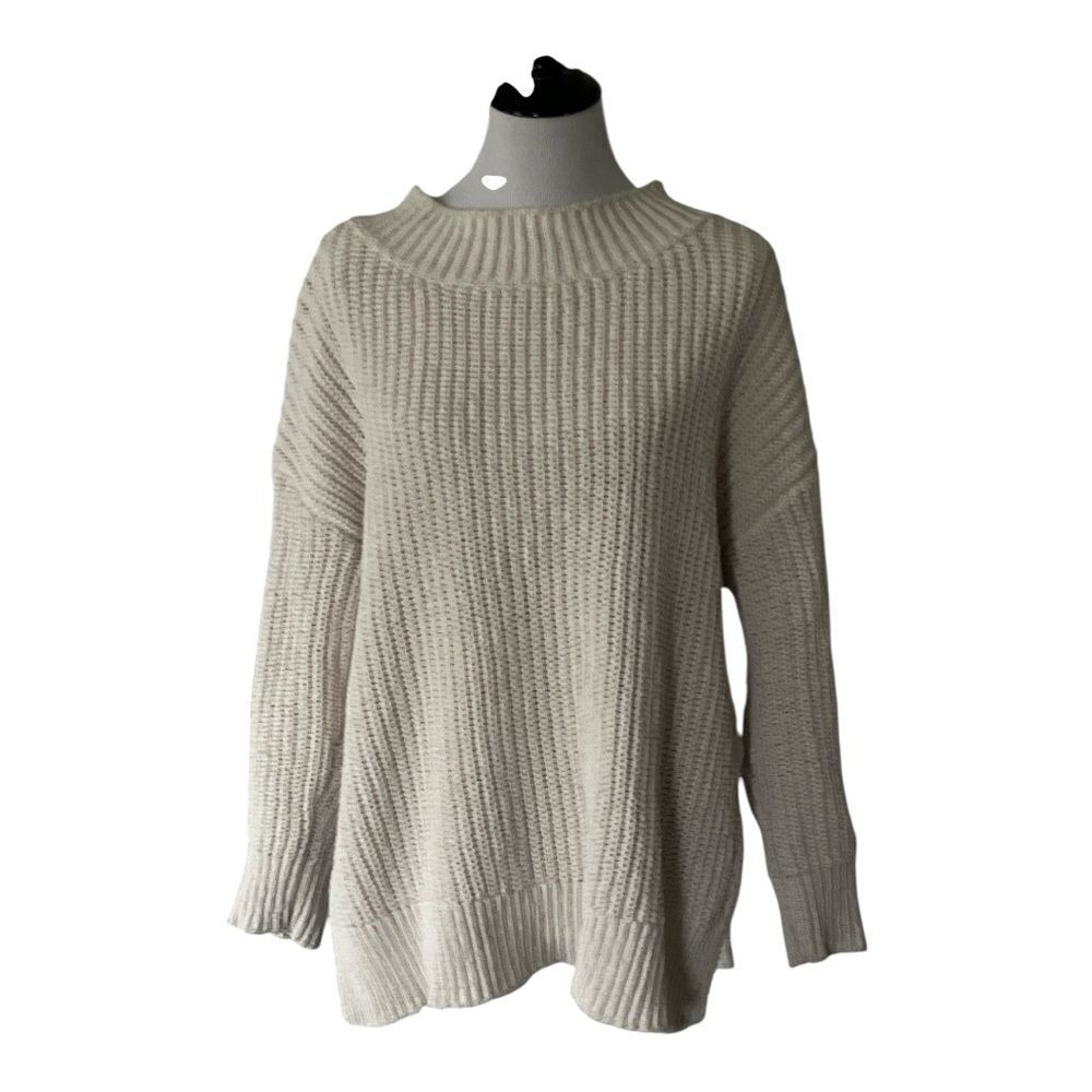 Aerie Cream Oversized Cowl Neck Sweater size M